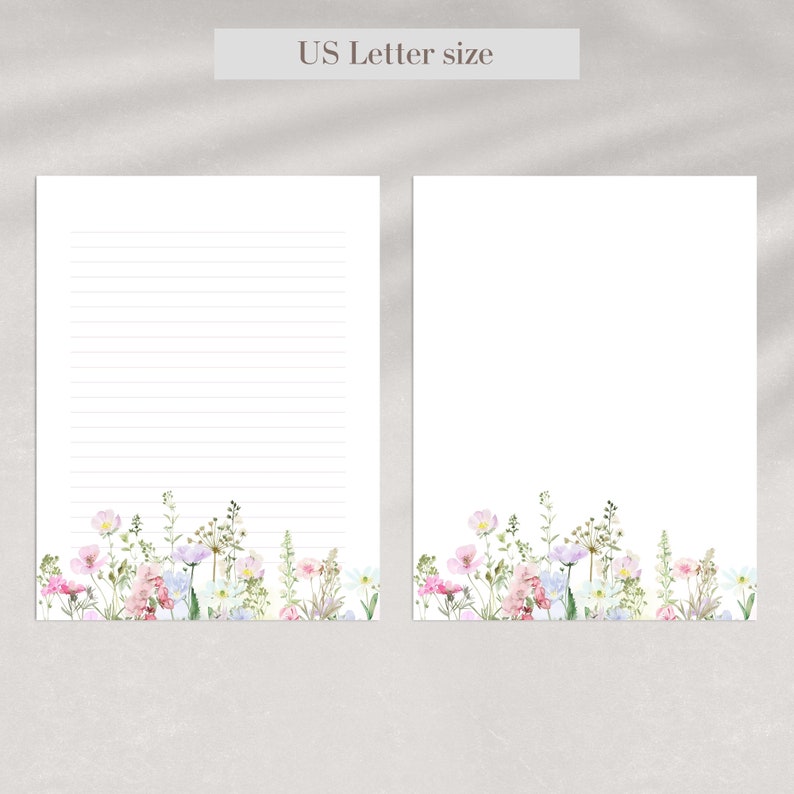 Wildflower Printable Stationery Set: Floral Letter Writing Paper (Digital Download) image 6