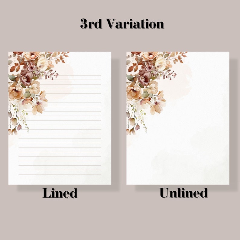 Printable Stationary Bundle, Printable Letter Writing Paper, Neutral Floral Stationary, Printable Letter Writing Paper, Letter Writing Set image 7