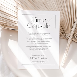 Hochzeit Time Capsule Letter Card Druckbare Time Capsule Insert für Gast bearbeitbare Andenken-Karte Hochzeitsfeier Tischaktivität Braut
