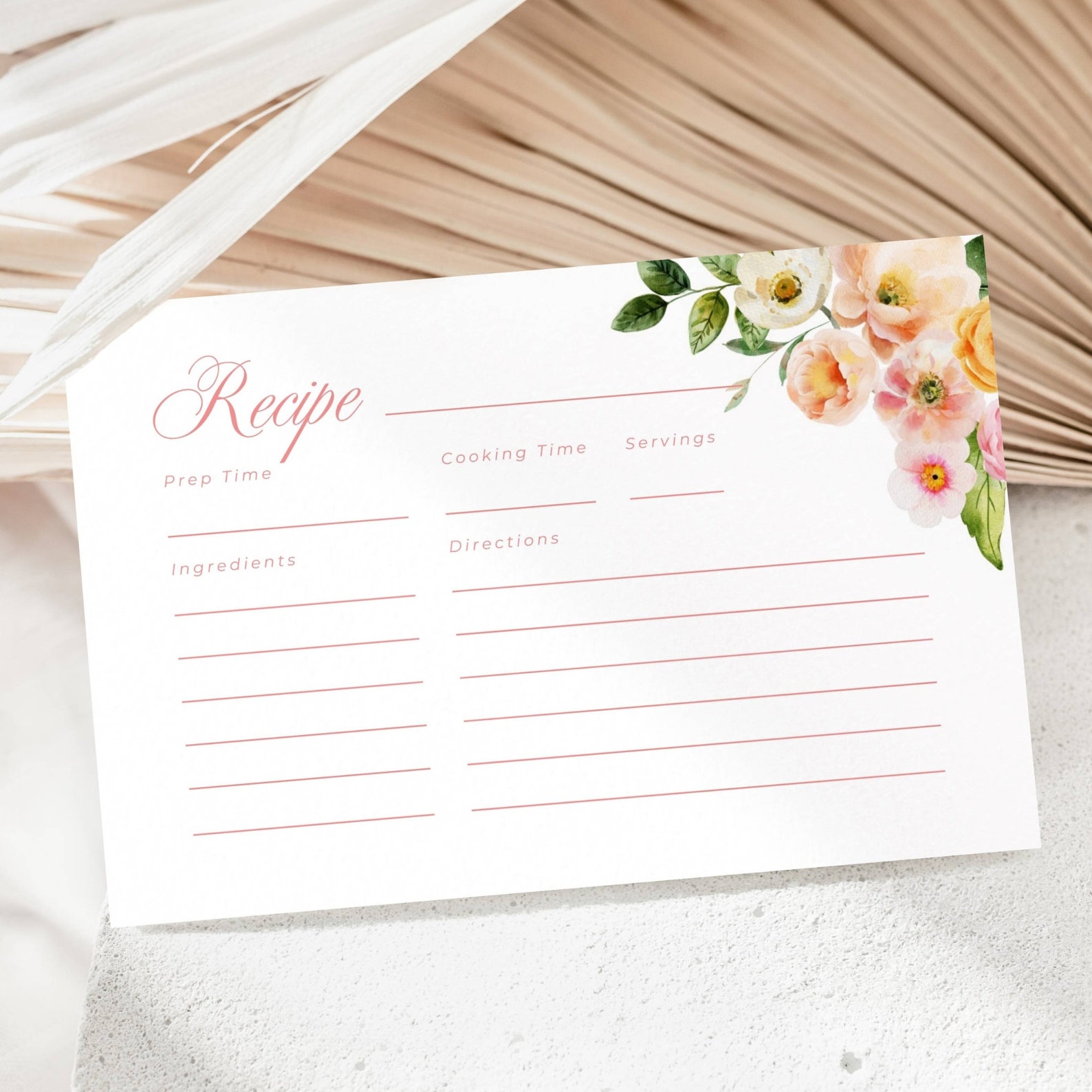 Bridal Shower Recipe Card Template DIY Recipe Card Insert Downloadable ...