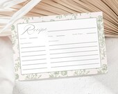Bridal Shower Recipe Card Template: Floral Wedding Cookbook (Printable)