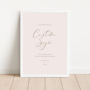 Wedding Sign Template Minimalistic, Blush Pink Custom Sign, Wedding Custom Sign Printable Minimalistic, Minimalistic Wedding Template, Sign image 1