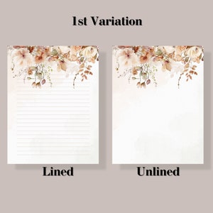 Printable Stationary Bundle, Printable Letter Writing Paper, Neutral Floral Stationary, Printable Letter Writing Paper, Letter Writing Set image 5