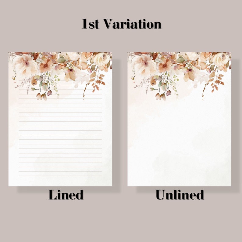 Printable Stationary Bundle, Printable Letter Writing Paper, Neutral Floral Stationary, Printable Letter Writing Paper, Letter Writing Set image 5