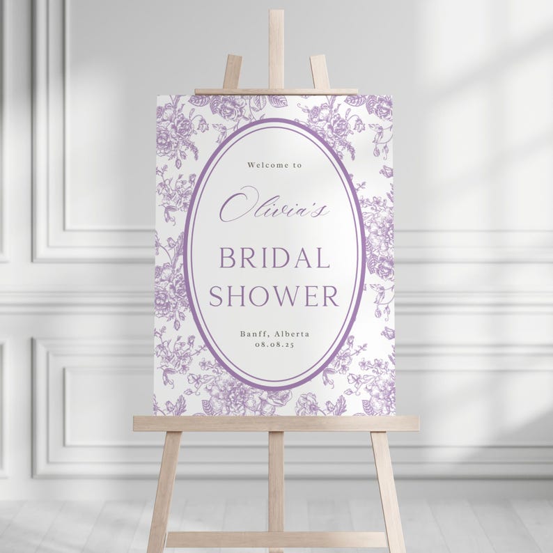 Floral Toile Welcome Sign: Bridal Shower, Wedding, Baby Shower (Printable) image 5