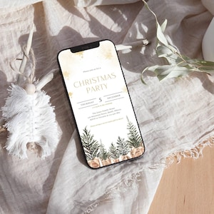 Festive Christmas Party Invitation: Modern Gold Winter Design (Digital Template)