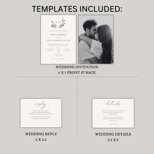 Minimalistic Wedding Invitation Template, Elegant Invite Set, Modern Invite Set, Wedding Invite Set Template, Downloadable Wedding Template image 4