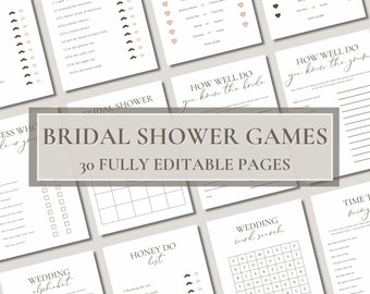 Minimalistic Bridal Shower Games, Modern Bridal Shower Games Bundle, Downloadable Bridal Shower Games, Downloadable Party Games, Editable