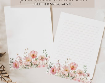 Florales Briefpapier: Liniertes Briefpapier (A4, US Letter)