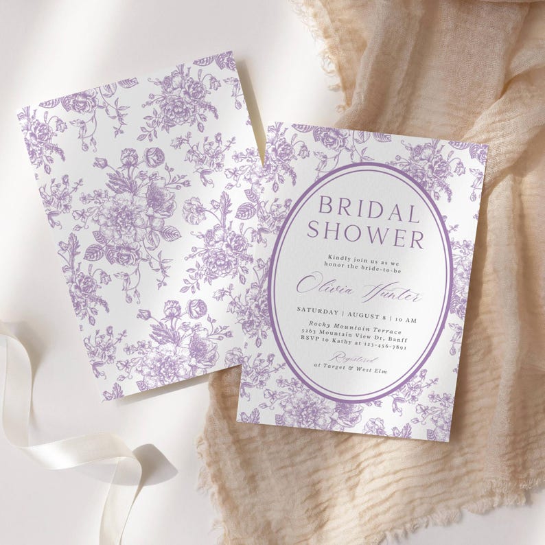 Vintage Floral Bridal Shower Invitation Template: Editable Canva Design (Digital) image 2