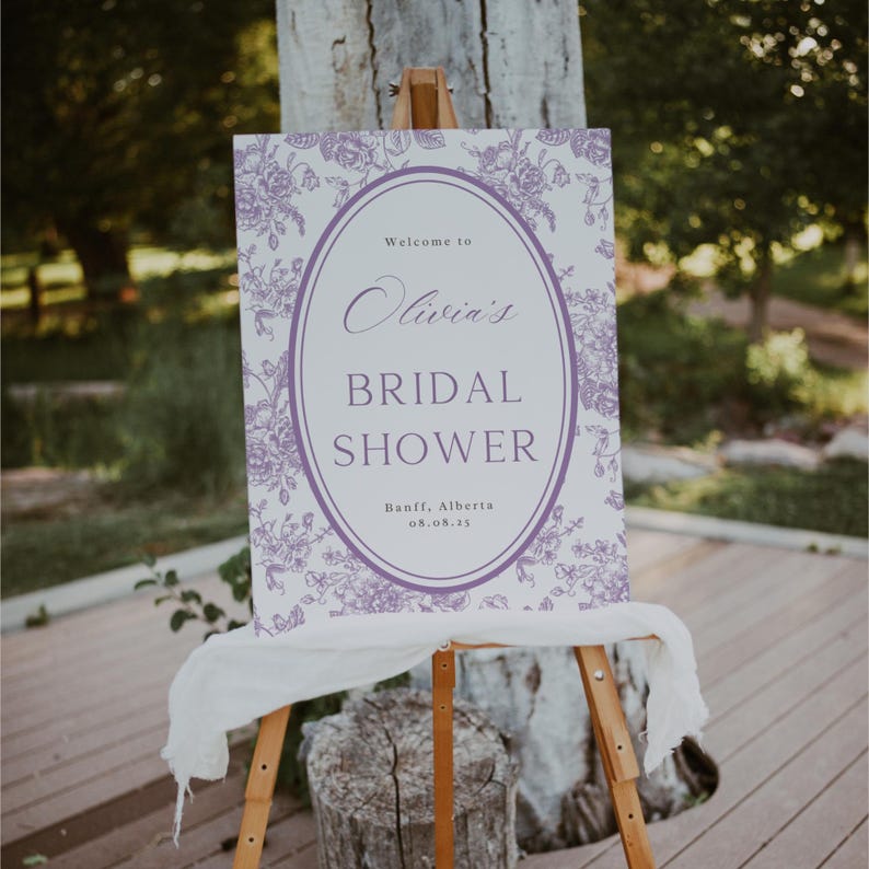 Floral Toile Welcome Sign: Bridal Shower, Wedding, Baby Shower (Printable) image 4