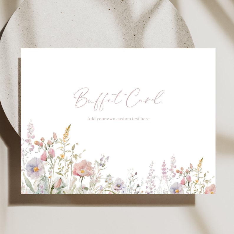 Wildflower Buffet Card Template, Downloadable Food Label Template, Bridal Shower Template, Printable Buffet Card, Custom Food Label Download image 8