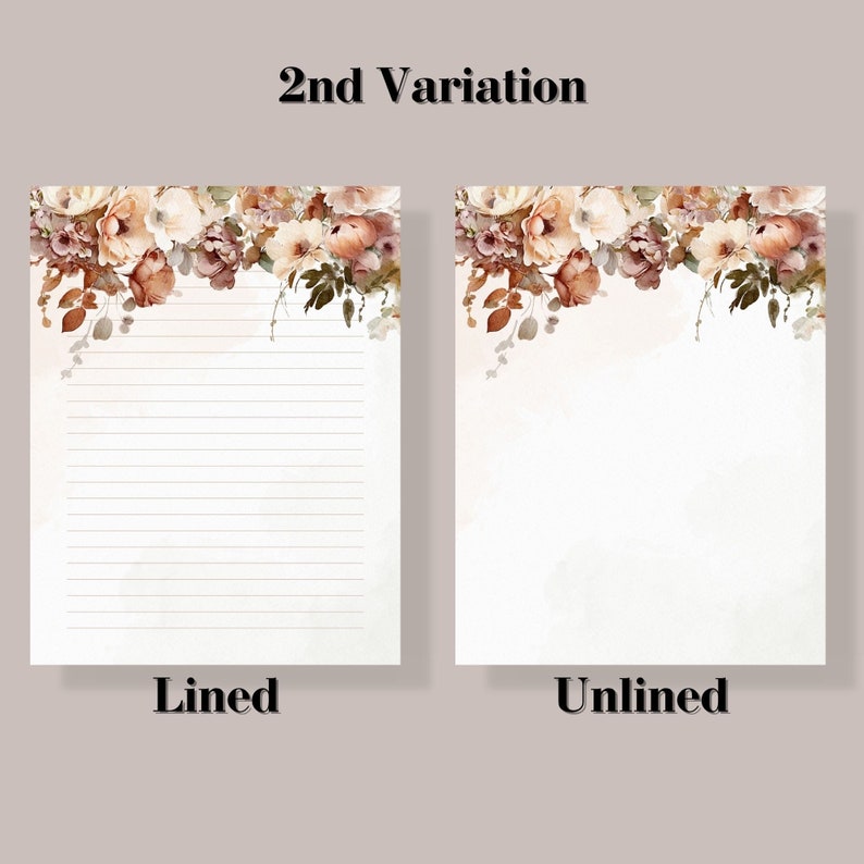 Printable Stationary Bundle, Printable Letter Writing Paper, Neutral Floral Stationary, Printable Letter Writing Paper, Letter Writing Set image 6