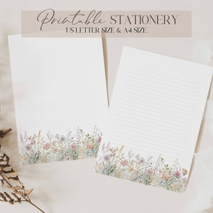 Carte da lettera stampabili Carte da lettere floreali stampabili Pagine di diario Foderate Senza fodera Carte da lettere floreali scaricabili A4