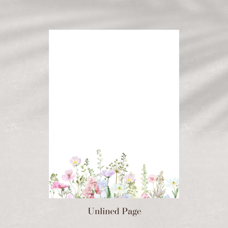 Wildflower Printable Stationery Set: Floral Letter Writing Paper (Digital Download) image 5