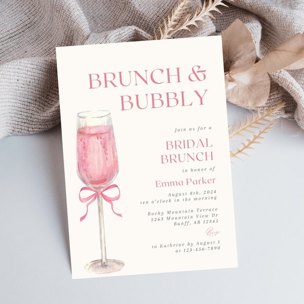 Bubble Brunch Invite, Downloadable Bridal Shower Invitation, Brunch And Bubbles Invitation, Brunch And Bubbly Invitation Template Download