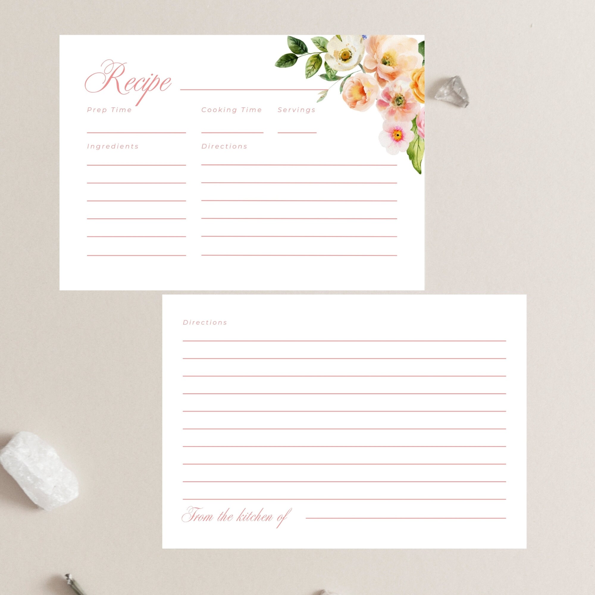 Bridal Shower Recipe Card Template DIY Recipe Card Insert Downloadable ...