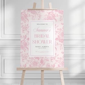 Shower nuptiale imprimable signe de bienvenue Baby Shower Party Decor floral rose personnalisable bricolage mariée cadeau Bachelorette planificateur fournitures modifiable