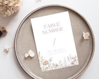 Wildflower Table Numbers Sign, Event Table Numbers Sign, Bridal Shower Table Numbers, Downloadable Table Numbers Signs, Bridal Shower Decor