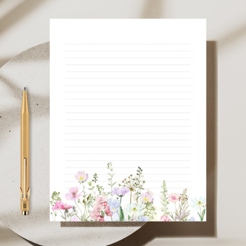 Wildflower Printable Stationery Set: Floral Letter Writing Paper (Digital Download) image 9
