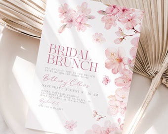 Bridal Brunch Invitation Template Printable Floral Invite Editable Pink Party Invitation Downloadable Bridal Shower Invitation Pink Floral