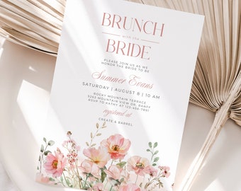 Floral Bridal Brunch Invitation Template Wildflower Invitation Printable Wedding Shower Invitation Editable Floral Bridal Shower Invite Card