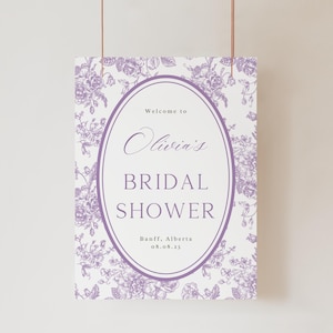 Floral Toile Welcome Sign: Bridal Shower, Wedding, Baby Shower (Printable) image 3