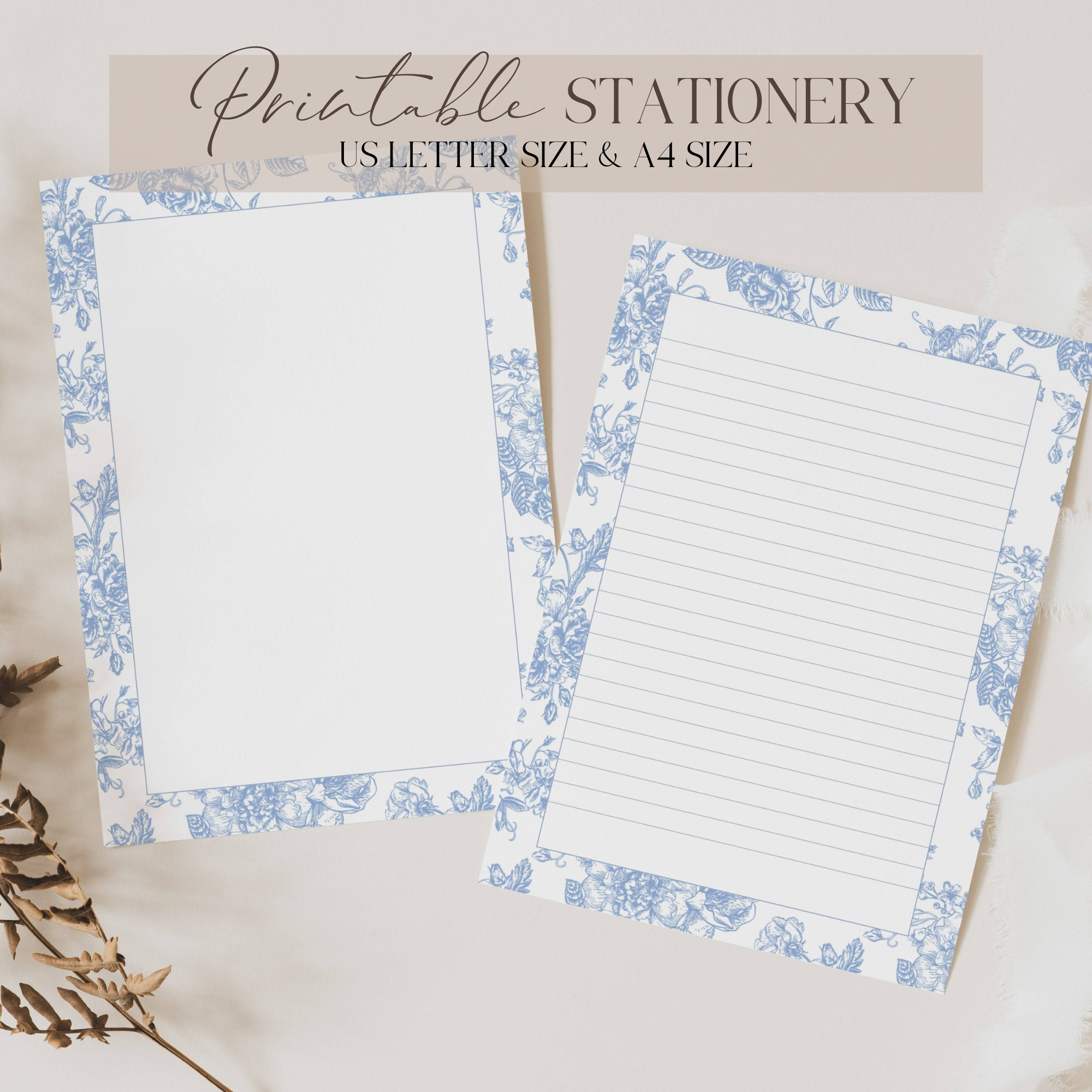 Toile Briefpapier Set zum selbst ausdrucken: Brief & Planer zum ausdrucken (Digitaler Download)