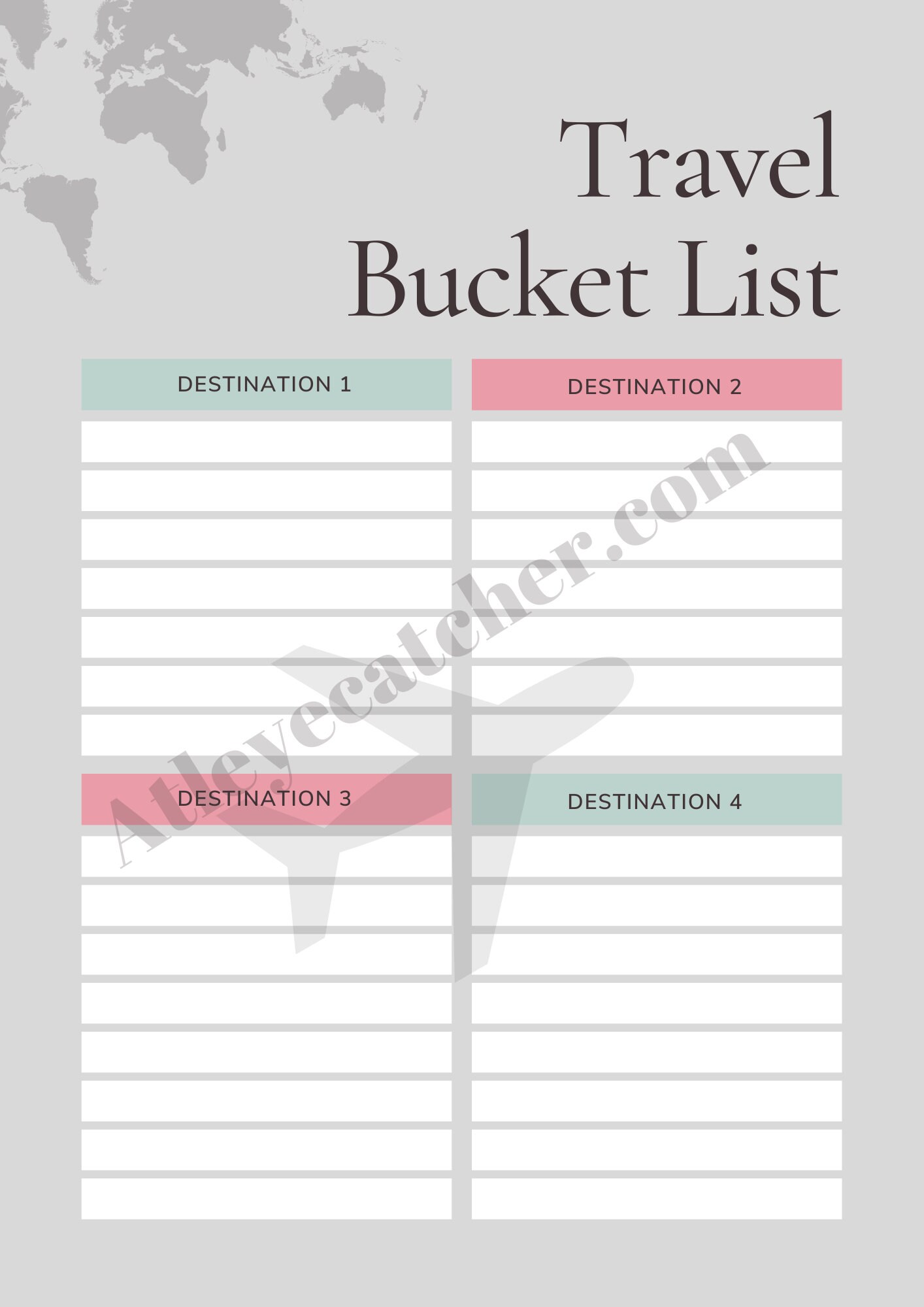 Digital Travel Bucket List Journal Printouts Etsy