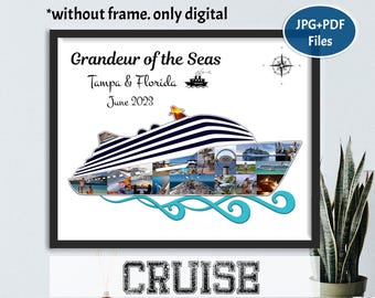 Cruise Photo Collage, Personalized Cruise Ship Picture, Travel Memory Gift, Digital