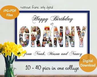 Granny Photo Collage, Personalized Photo Gift, Gift for NANA,  Grandma Photo Collage, Grandma Birthday Gift, Grandmother Gift, DIGITAL File