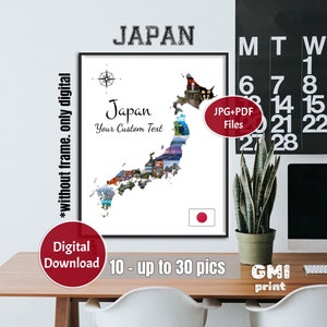 Japan Fotocollage, KARTE Collage, Hochzeitsgeschenk, Japan Urlaub, Japan Hochzeitsreise, Reise Collage, personalisiertes Geschenk, DIGITAL