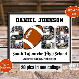 Senior 2026 American Football Photo Gift, Year Photo Collage, Gift for Football Player, Sport Memories, Senior Night Gift, 20 pics, Digital