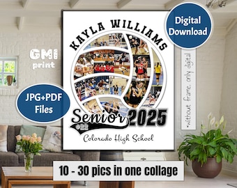 Volleyball Senior Collage, Sport Photo Gift, Gift for Player, Player Photo Gift, Senior Night Gift, Sport Ball Collage, Digital File
