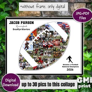 Football Player Gift, American Football Photo Collage, Football Player Collage, Coach Sport Gift, 2026 Grad Gift, Senior Night Gift, Digital