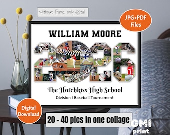 2026 Baseball Photo Collage, 2026 Photo YEAR Gift, Gift for Player, Grad Sport Collage, Senior Night Gift, Personalized Ball Gift, Digital