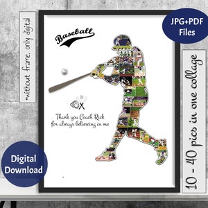 Baseball Photo Collage, Coach Photo Gift, Gift for Player, Player Photo Collage, Senior Night Gift, Personalized Sport Gift, Digital FILE