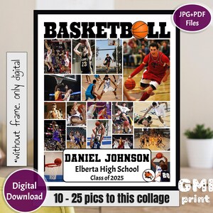 Basketball Photo Board Collage, Basketball Player Keepsake, Senior Night Gift, Sport Senior Gift, Basketball Gift Idea, Coach Gift, Digital