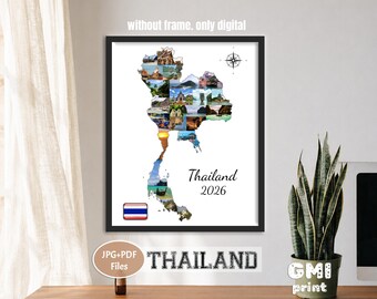 Thailand Travel Photo Collage, Personalized Wedding Gift, Vacation Keepsake Picture, DIGITAL