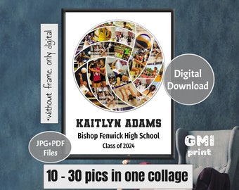 Volleyball Senior Gift, Sport Photo Collage, Gift for Player, Player Photo Collage, Senior Night Gift, Sport Ball Collage, Digital File