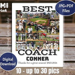 Best Coach Photo Collage, Gift for Coach, Senior Night Gift, Thank you Coach Idea Gift, Coach Sport Collage, Sport Idea Gift, File