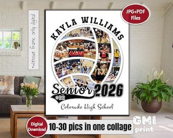 Volleyball Senior Collage, Sport Photo Gift, Gift for Player, Player Photo Gift, Senior Night Gift, Sport Ball Collage, Digital File