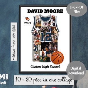 Basketball Sport Collage, Sport Coach Gift, Gift for Player, Player Jersey Collage, Senior Night Gift, Personalized Photo Gift, Digital FILE