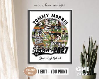 2027 Baseball Senior Photo Collage, Sport Gift Idea, Photo Gift for Player, Senior Night Gift, Sport Ball Poster, Baseball Keepsake Collage