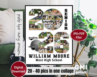 2026 Baseball Senior Night Gift, 2026 Photo YEAR Collage, Gift for Player, Sport Memory Collage, Sport Senior Ball Gift, Digital