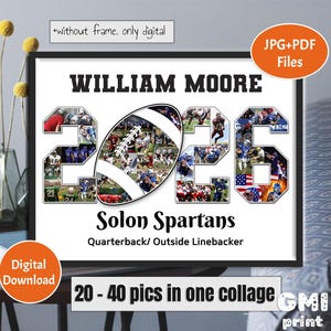 2026 American Football Photo Collage, 2026 Year Photo Gift, Gift for Player, Grad Sport Collage, Senior Night Gift, Custom Gift, Digital