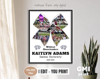 Cheer Bow Senior Gift, Cheerleader Sport Photo Collage, Cheerleading Athlete Picture, Digital