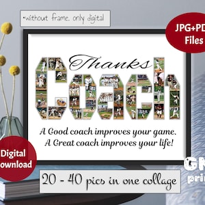 Personalized Coach Gift, Sport Photo Collage, Basketball Coach Photo Gift, Gift for Baseball Coach, Soccer Gift for Coach, Digital File