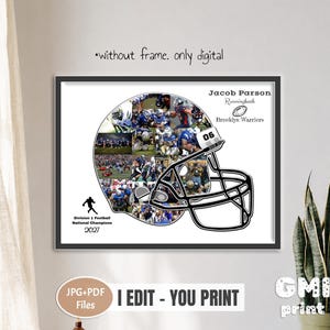 Football Helmet Photo Collage,  Senior Night Player Gift, Sport Keepsake, Game DAY 2027, Digital