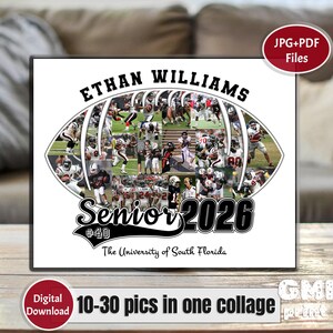 Senior Football Player Gift, Flag Football Photo Collage, Senior Ball Player Collage, Coach Sport Gift, Senior Night 2026 Gift, Digital